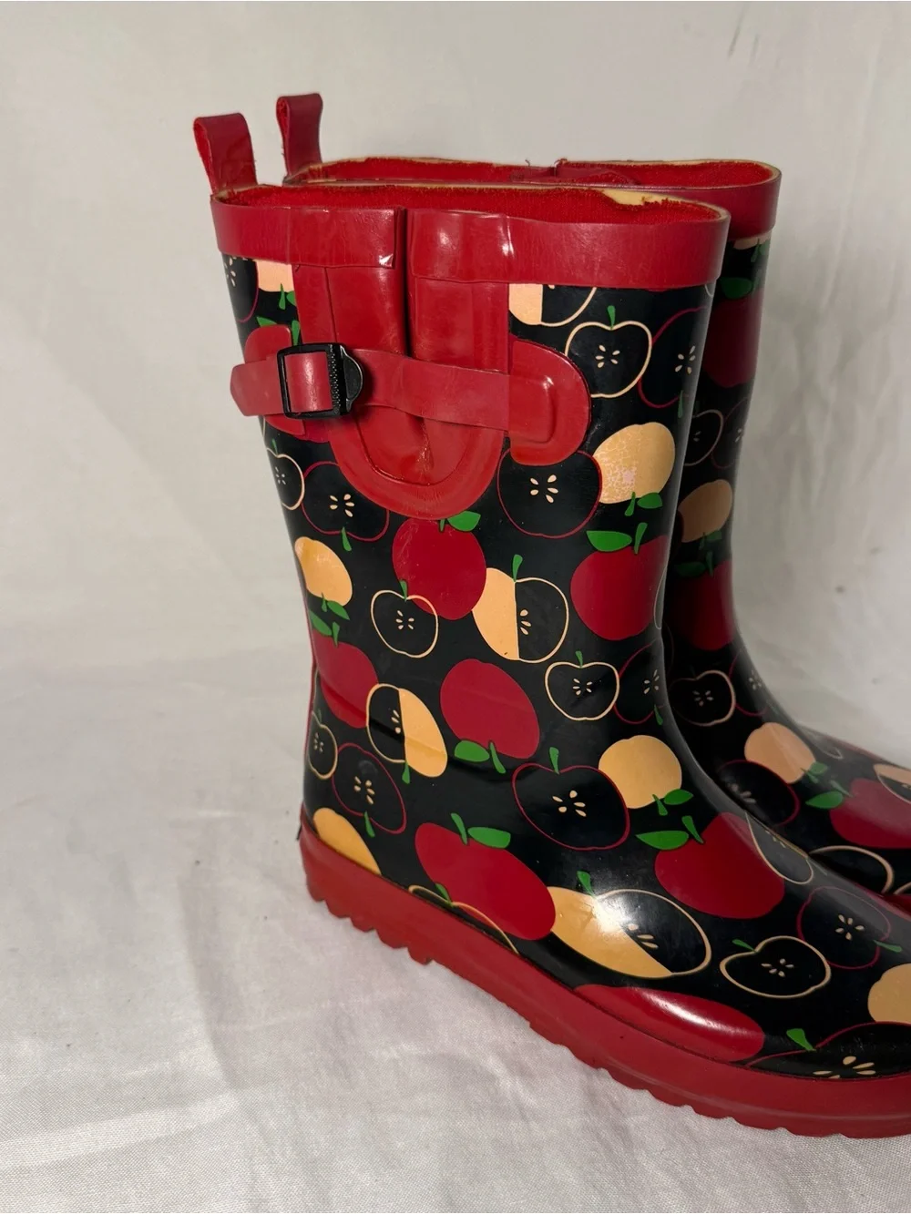 Gymboree Apple Print Rain Boots Kids Size 1